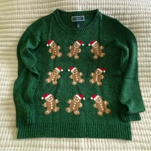 Holiday gingerbread sweater | Green | Petite Medium (NWOT)